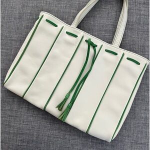 Latico Tote Purse Tote White Green Trim Leather